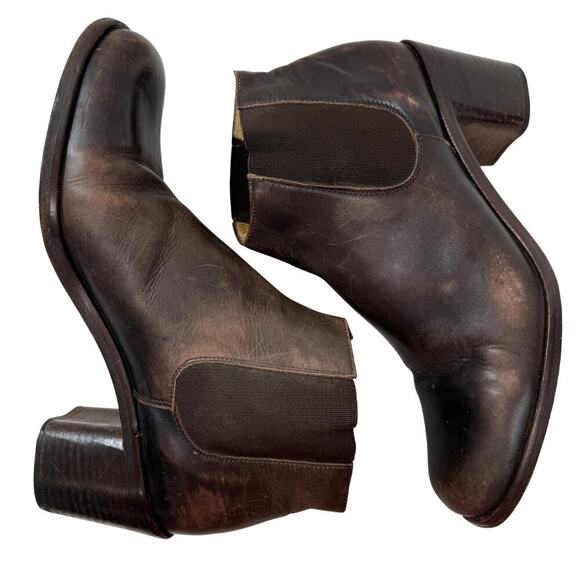 Chelsea Boot Vintage Y2K Size 8.5-9 Heeled Brown Leather Short Ankle Guess Italy - Picture 8 of 10